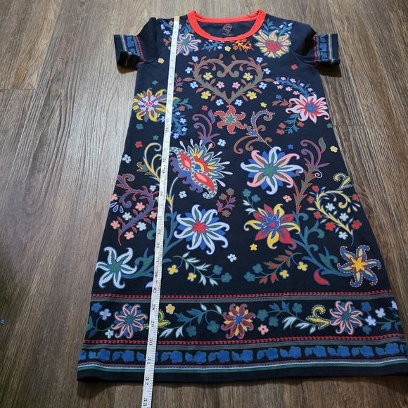 Tory Burch XXS Navy Floral Heart Print T-Shirt Dress 100% Pima Cotton - Picture 11 of 15